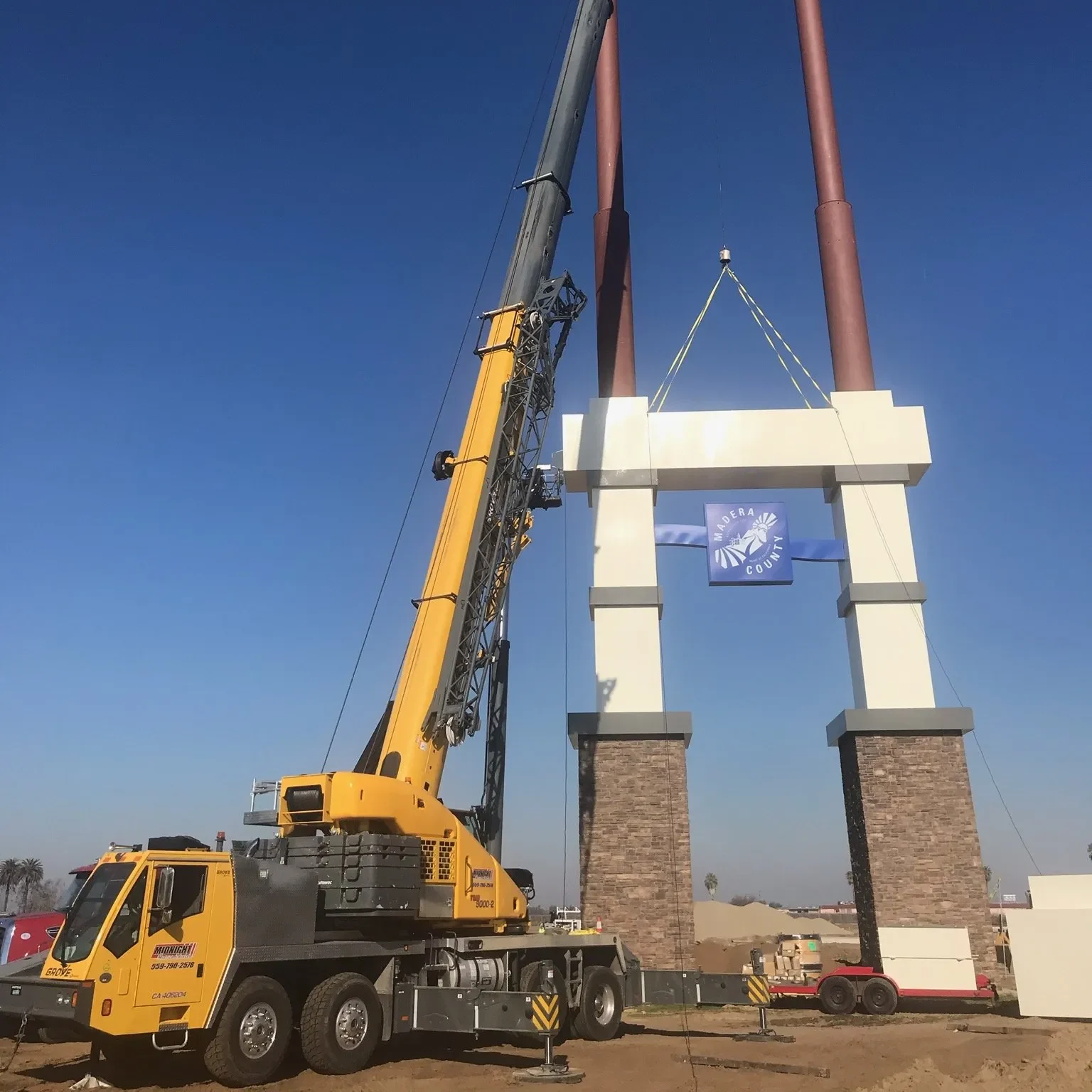 Hoisting and Placing signage sign installation