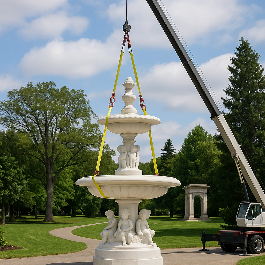 fountain statue installation