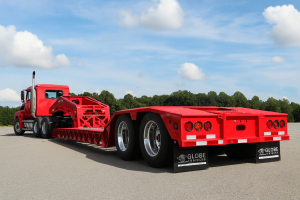 lowboy trailer red